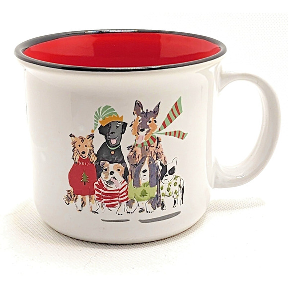 MUG-BOSTON WAREHOUSE-Dogs-Whimsical-Winter-Holds 12 oz/2 Cups - Picture 1 of 8